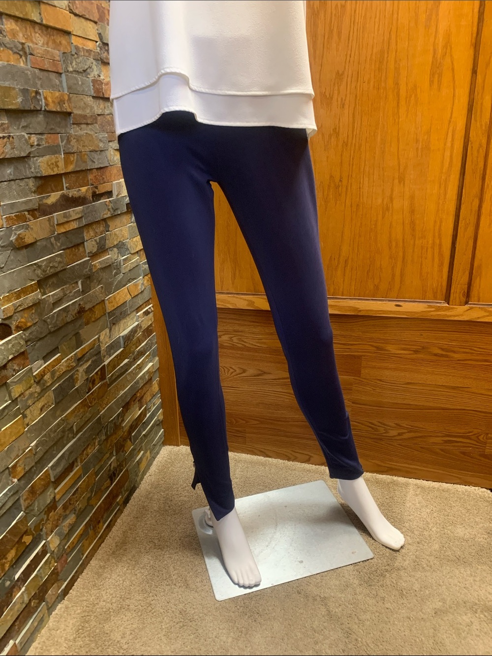 Balenciaga Navy Slim Stretch Leggings 38 xs